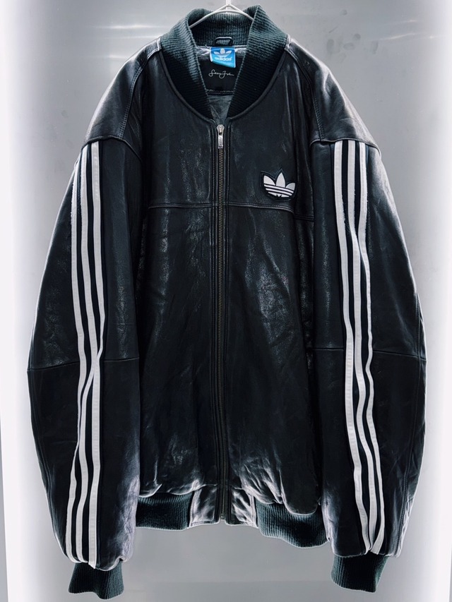 special "original re:meke" vintage "adidas"x vintage bull leather jacket three strip edition