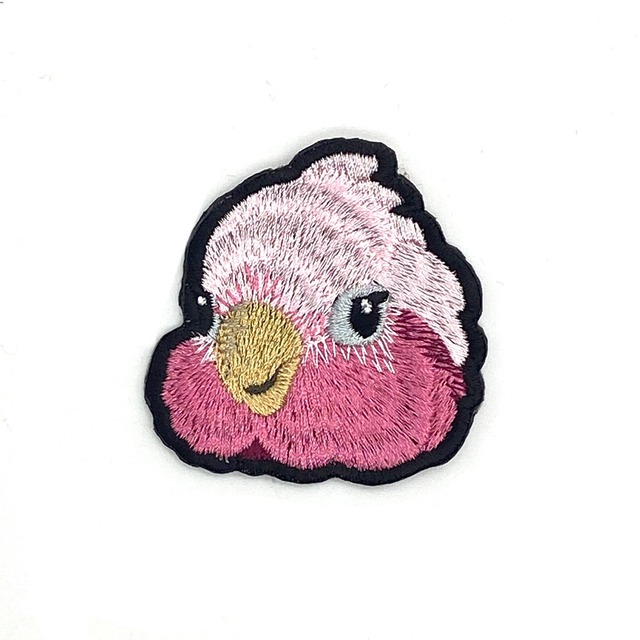 モモイロインコ証明写真　刺繍ワッペン