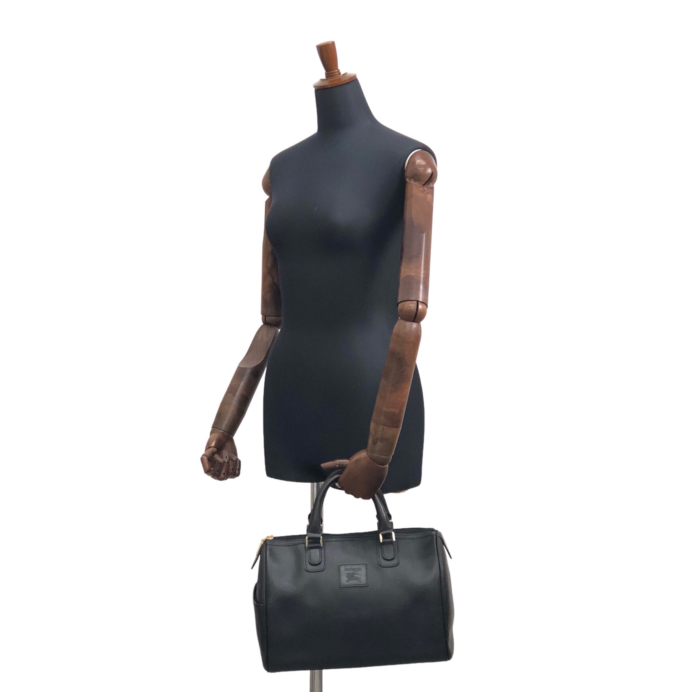 BURBERRY バーバリー ハンドバッグ ブラック ロゴ型押し レザー ミニ