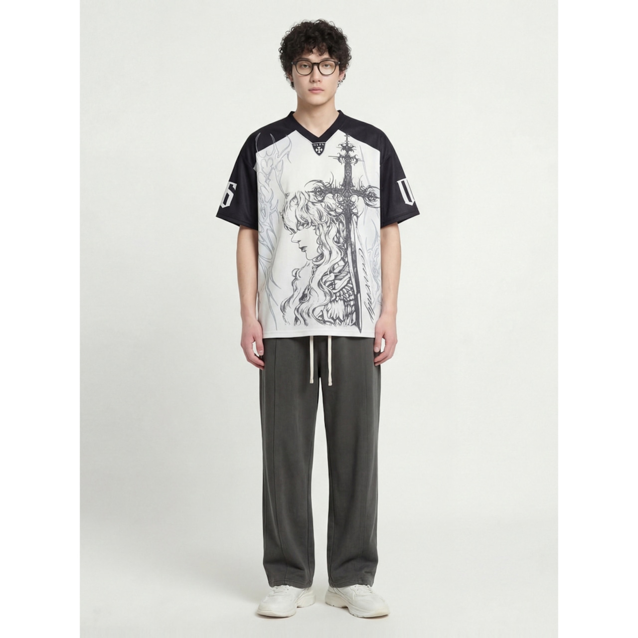 VINTAGE ストリート アニメVネック スポーツTシャツ T2177