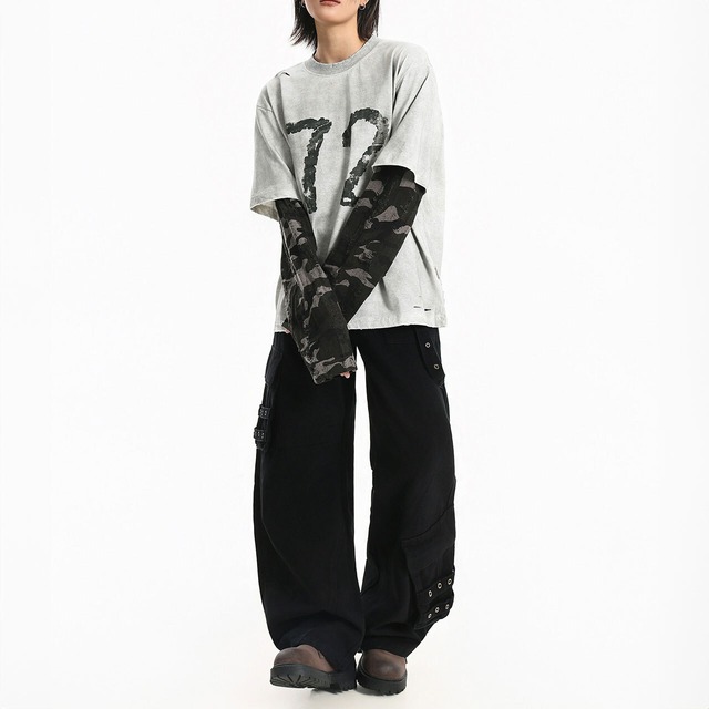 ナンバリングレイヤードカモフラスリーブT 1col   R01792