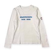 Mademoiselle NON NON マドモアゼルノンノン ロゴ 長袖 Tシャツ カットソー L/ホワイト×ブルー レディース