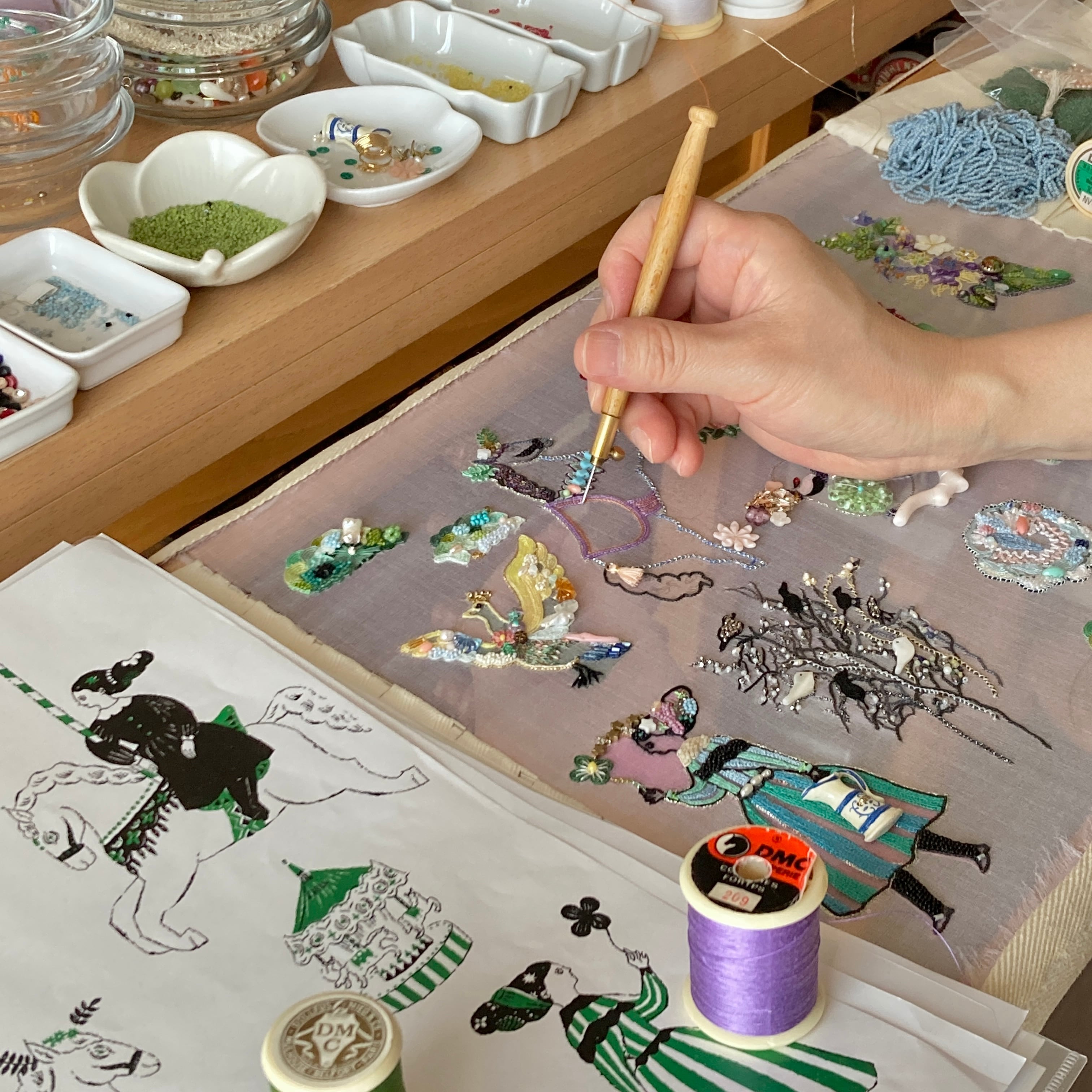 オーガンジーリボンヘアゴム メリーゴーランド