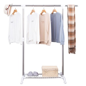【努力特価】ハンガーラック シングル 洋服ラック キャスター 棚付き Dura-Dry ステンレス パイプハンガー 頑丈 縦横伸縮 幅90~155×奥行43×高さ90~160cm 耐荷重30kg