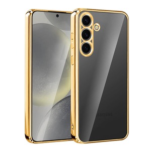 【新着特価】TCJ Galaxy S24 ケース SC-51E SCG25 クリア メッキ加工 耐衝撃 滑り止め 落下防止 スマホケース 米軍MIL規格 SGS認証 指紋防止 サムスン ギャラクシー S24 ケース 透明 おしゃれ 韓国 人気 ランキング 衝撃吸収 カメラ保護 携帯ケース ソフト 薄型 ワイヤレス充電対応 Qi充電(ゴールド)
