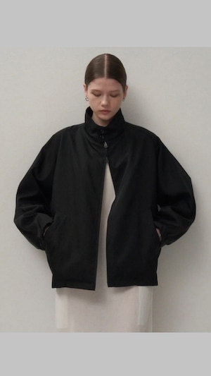 ATON -NYLON TWILL | OVERSIZED HARRINGTON JACKET- :BLACK,