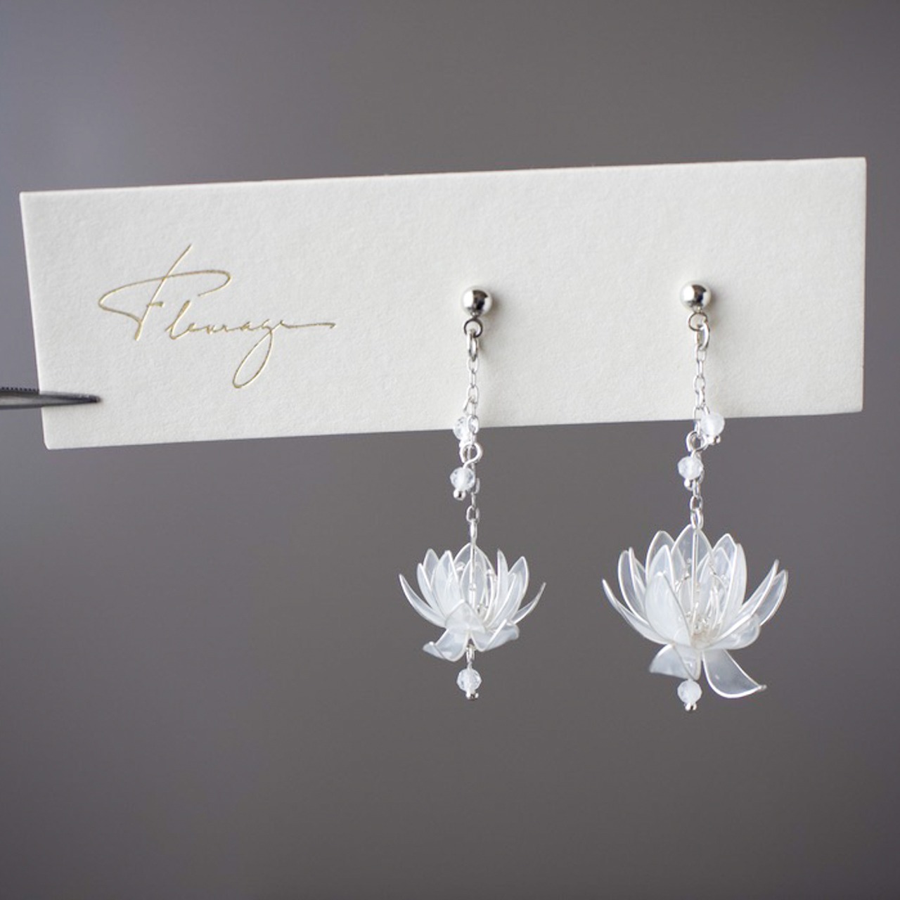 睡蓮の花 －Silver－ | Resin Dip Flower Jewelry