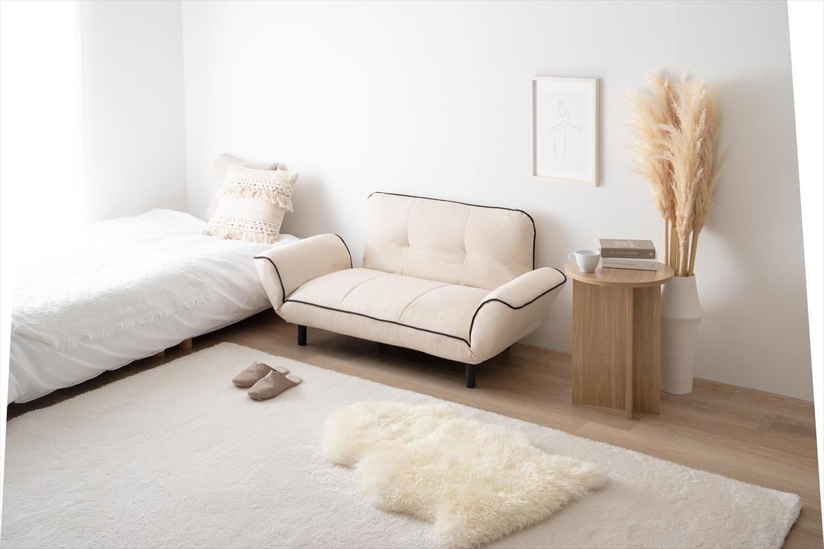 幅118cm】Pique リクライニングソファアイボリー