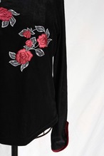 Rose motif long sleeve top Made in U.S.A