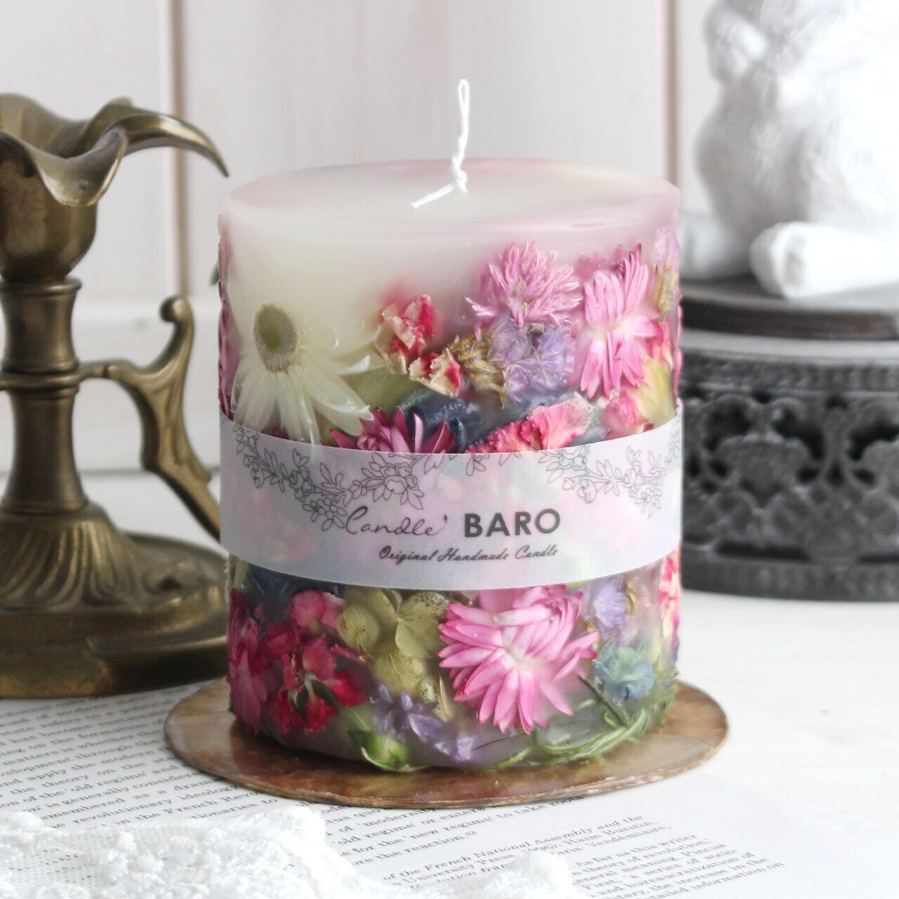 B273 ヘリクリサムのガーデンボタニカルキャンドル Candle Baro