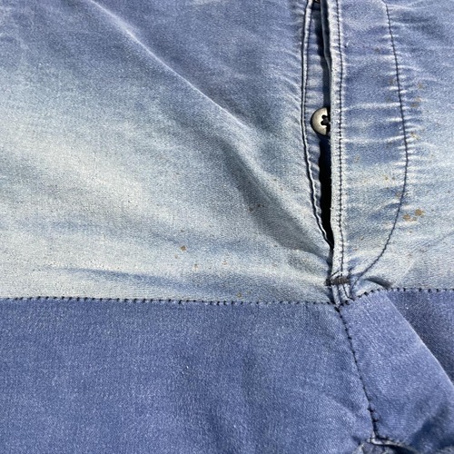 40-50s フレンチワーク パッチワーク モールスキン ブルー パンツ W34 詳細写真6