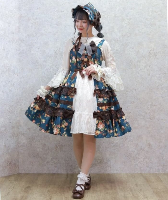 アンティークローズ柄ジャンスカ / a. axes femme【返品・交換・申込 