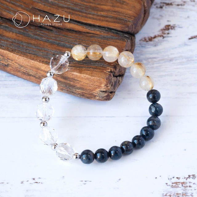 チャンスを掴む蒼と金の輝き［ブルーピーターサイト／ルチルクォーツ／水晶］