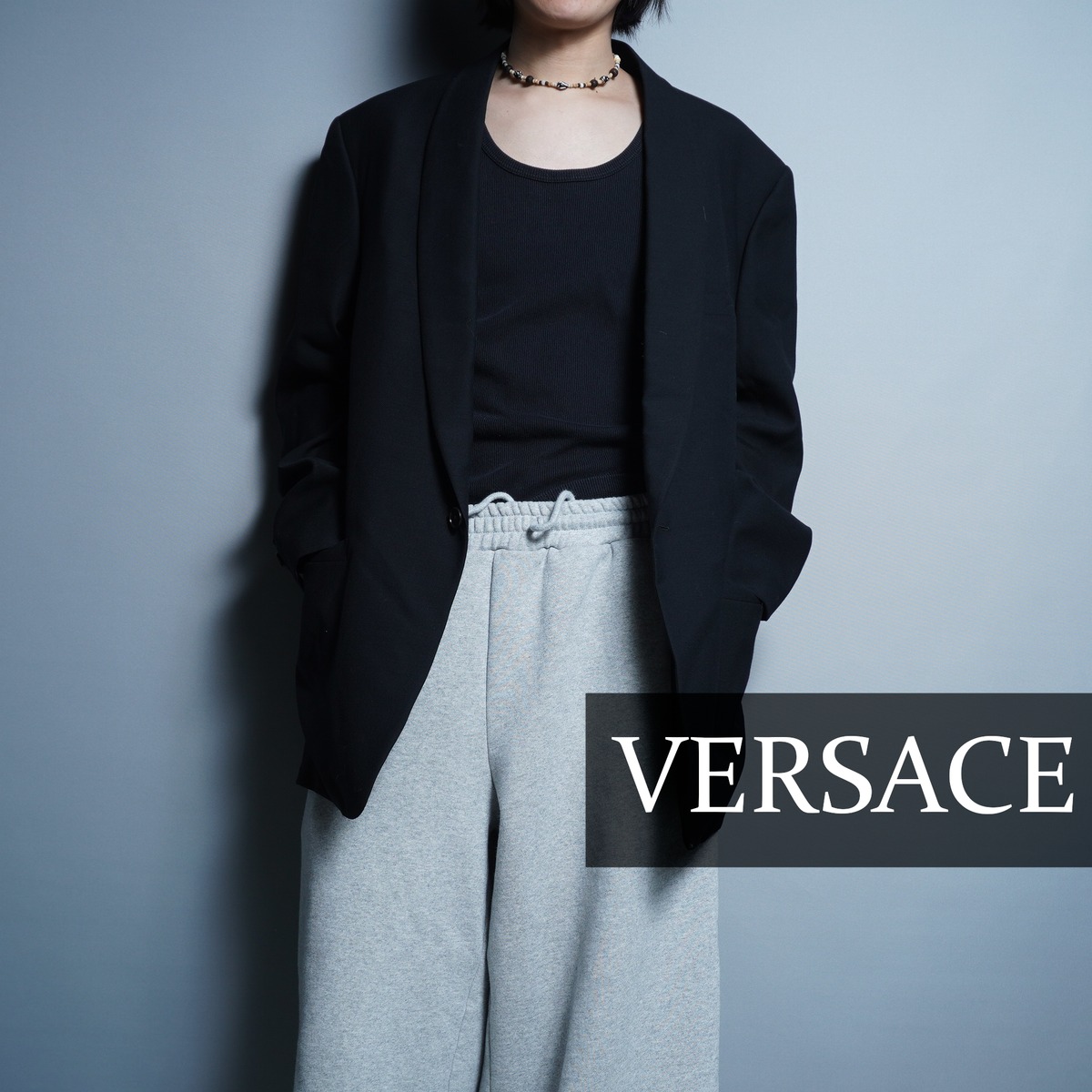 VERSACE】ヴェルサーチ1Bシングルセットアップ スーツジャケットblack