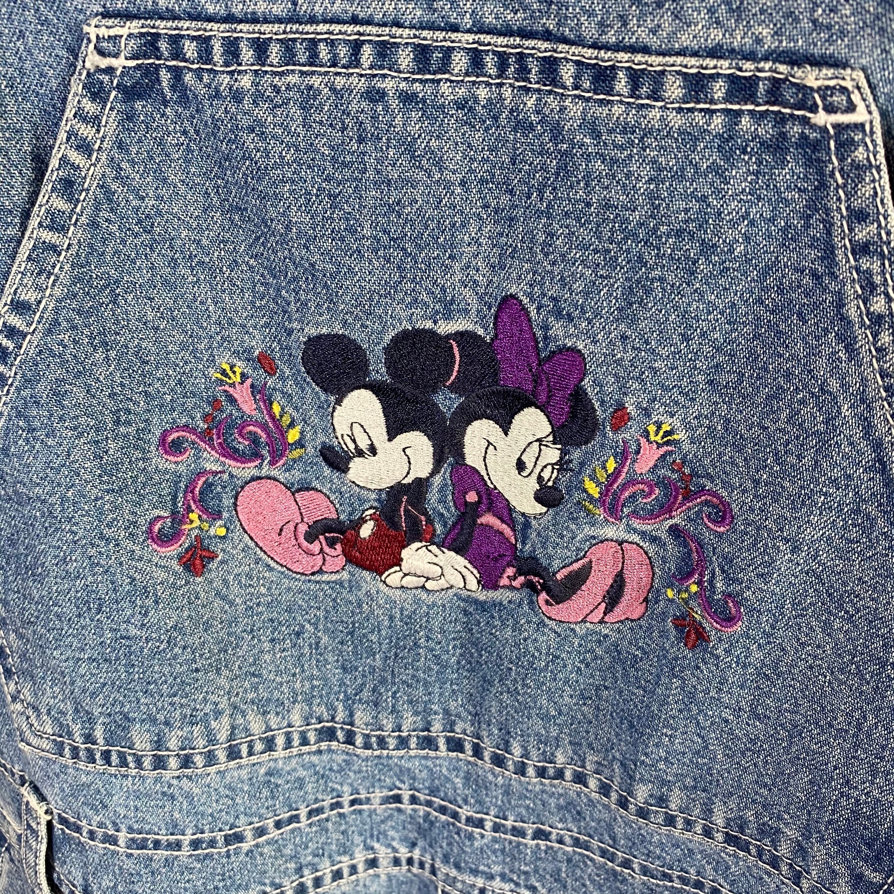 Disney オーバーオール サロペット 刺繍 ミッキー 100%コットン | 古着