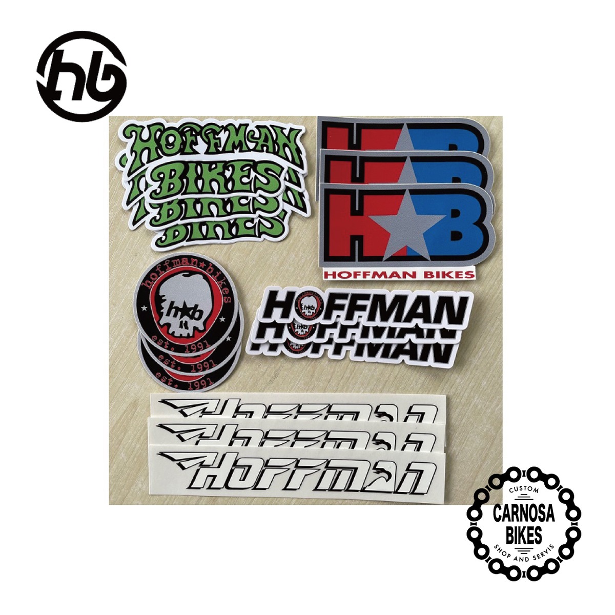 【HOFFMAN BIKES】HB ASSORTED STICKER PACK [アソーテッドステッカーパック] | 【CARNOSA BIKES】マウンテンバイク&BMX  自転車ショップ