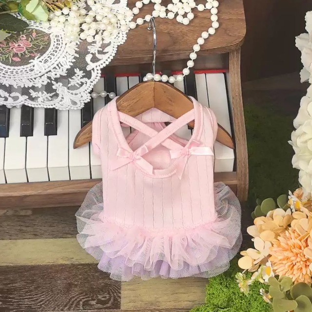 ピンク×パープルのチュチュワンピース　犬服　01263
