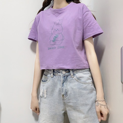 ✞ きれいめ☆ショート白Tシャツ シャツブラウス ホワイト 大人ガーリー スウィート キュート カジュアル パープル ✞ゴスロリ SM ミリ 甘ロリ クラロリ 和ロリ エレガント 黒ロリ 姫ロリ 華ロリ BB-BB5705898