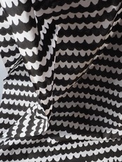 block print fabric 波　黒