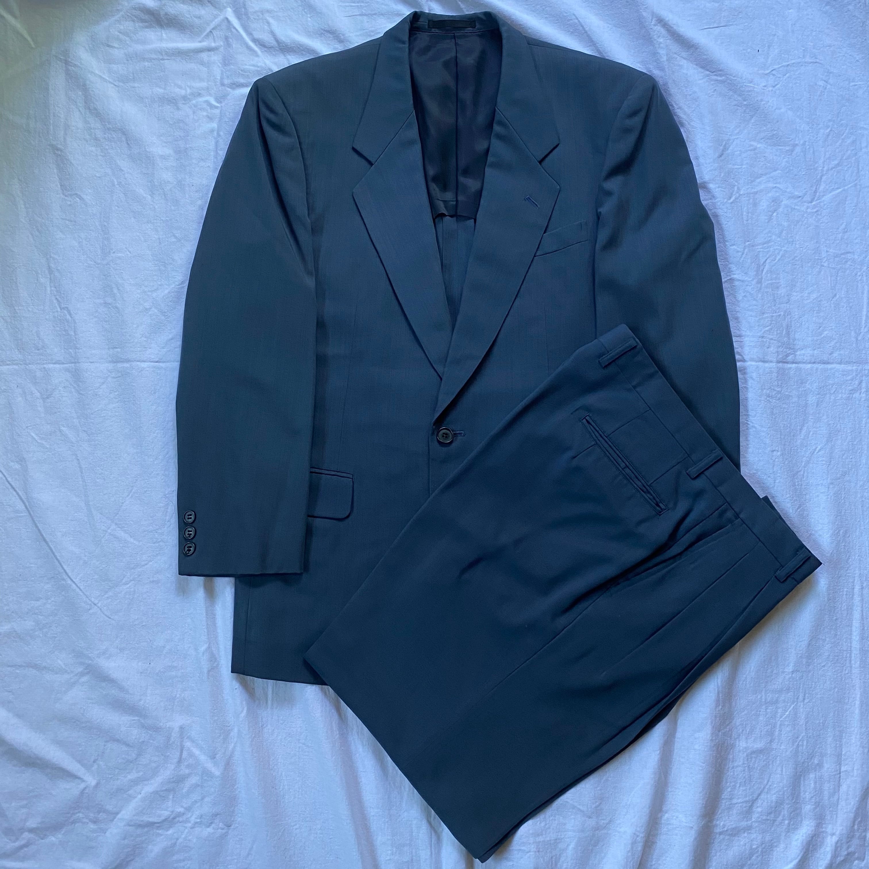 【希少カラー】Vintage　スーツ　セットアップ　ブルー　派手　水色　S相当