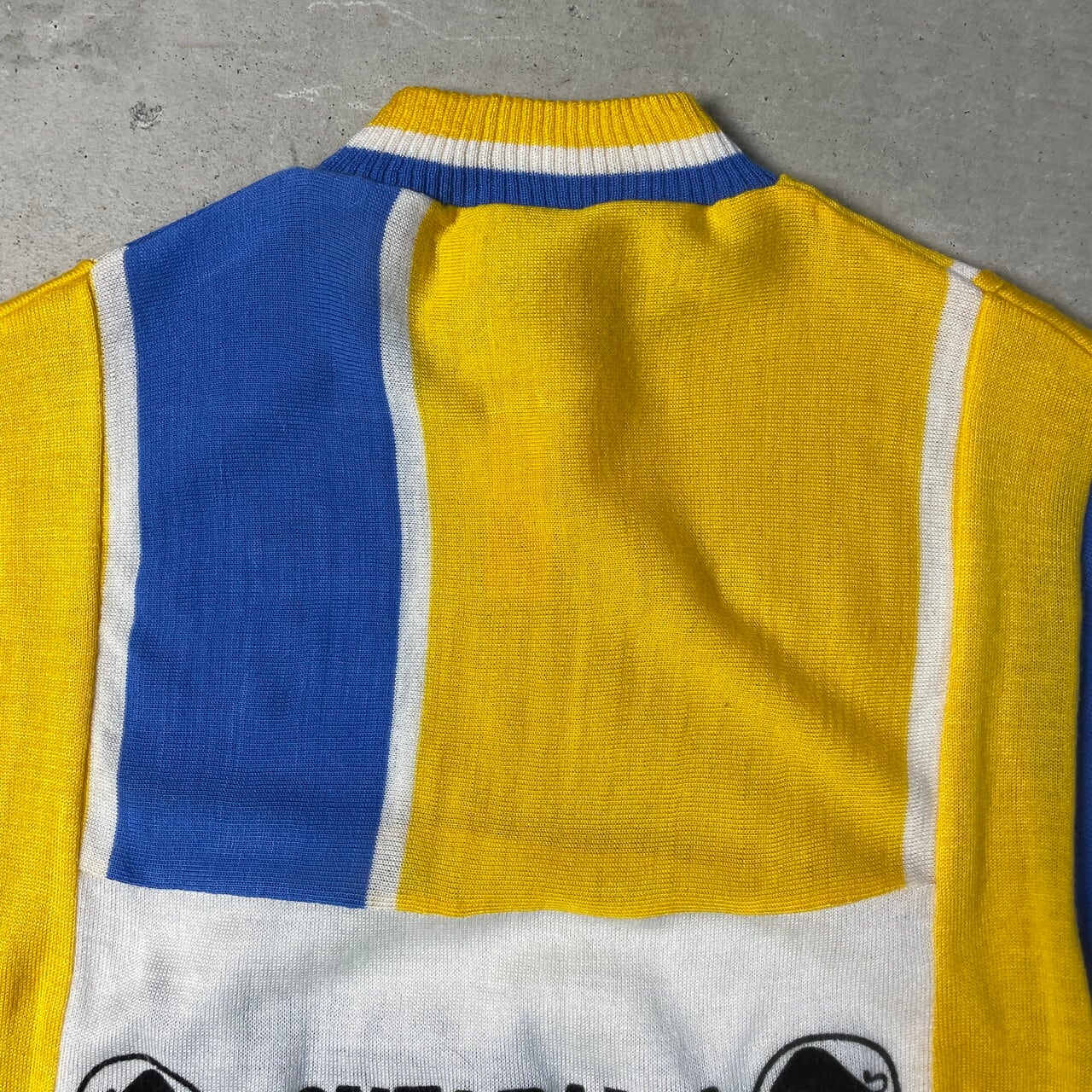 70〜80s フランス製 crylor サイクリング ニット シャツ 紺 白 赤