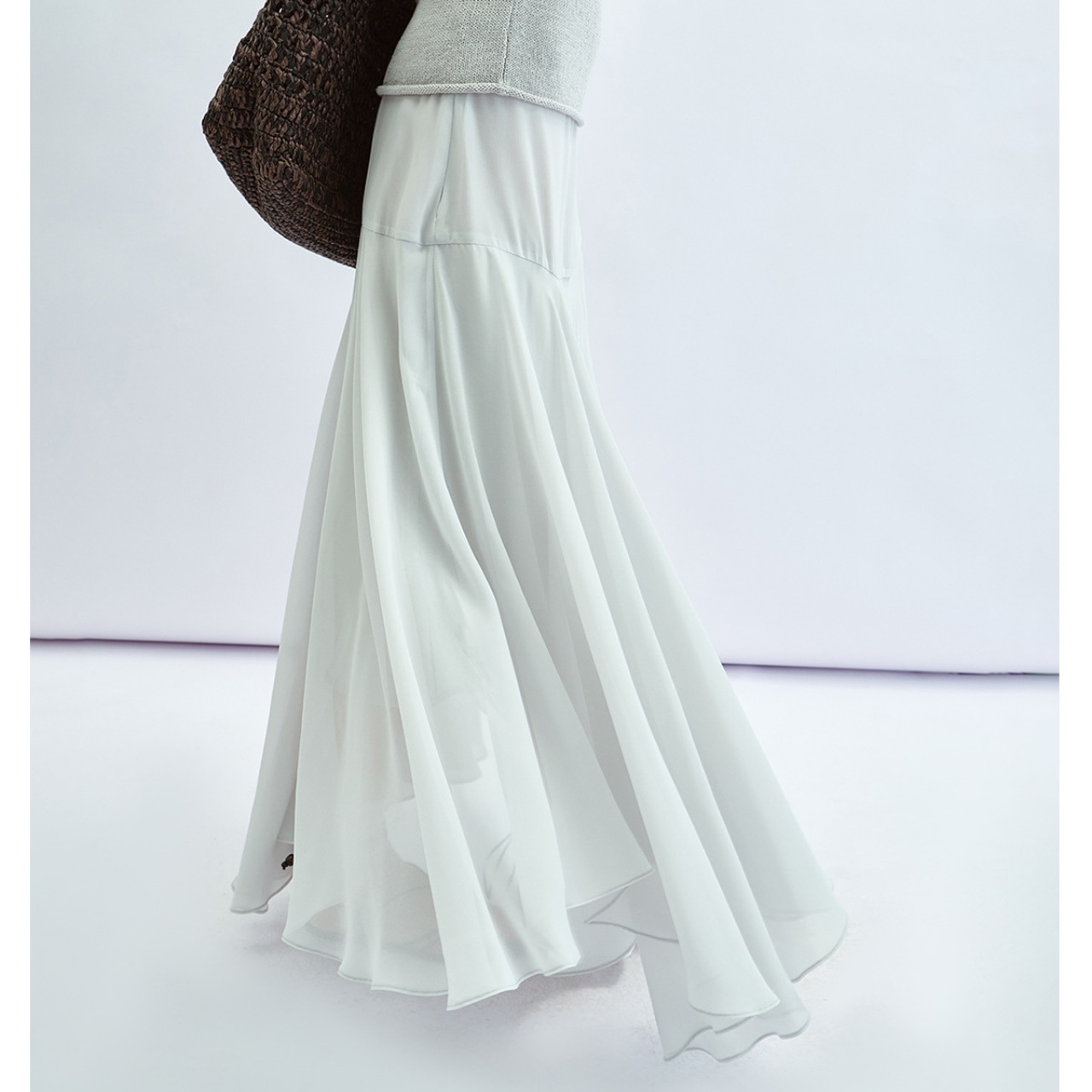 Asymmetrical Midi Flare Skirt T4358