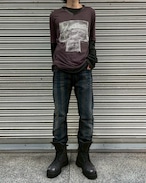 00s DIESEL Striped Pattern Skinny Denim Pants ITALY製