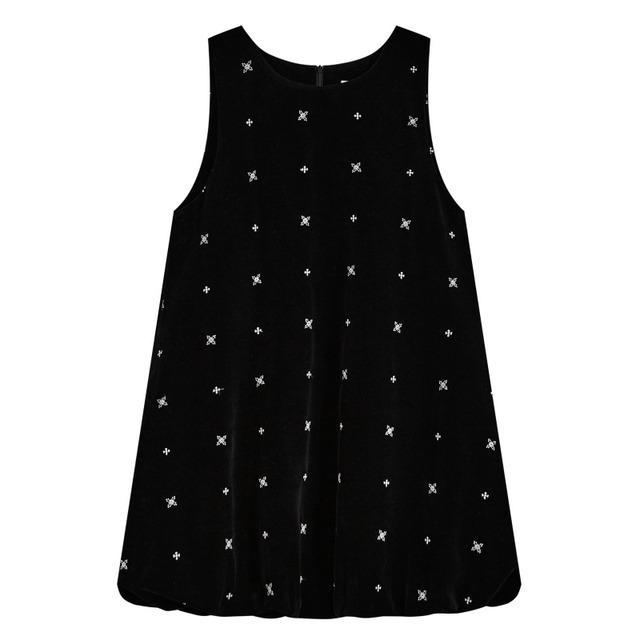 Embroidered velvet balloon dress　B1258