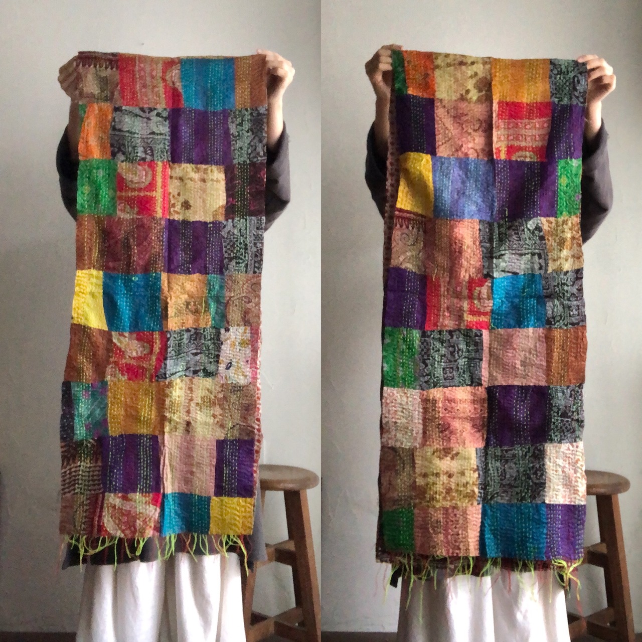 リサイクルサリーのカンタショール パッチワーク小01 インドの手仕事布 Mulaセレクト