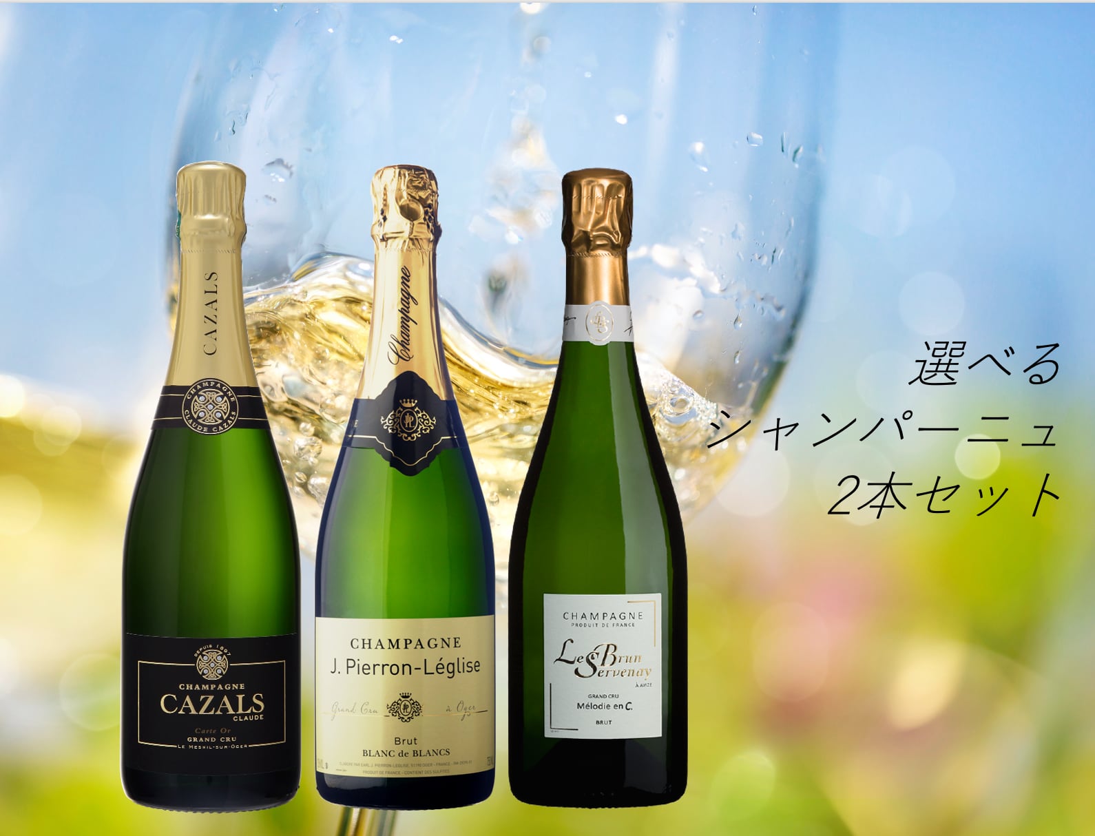 ★夏こそブラン・ド・ブランのシャンパーニュ★【クール便送料無料】選べる２本セット