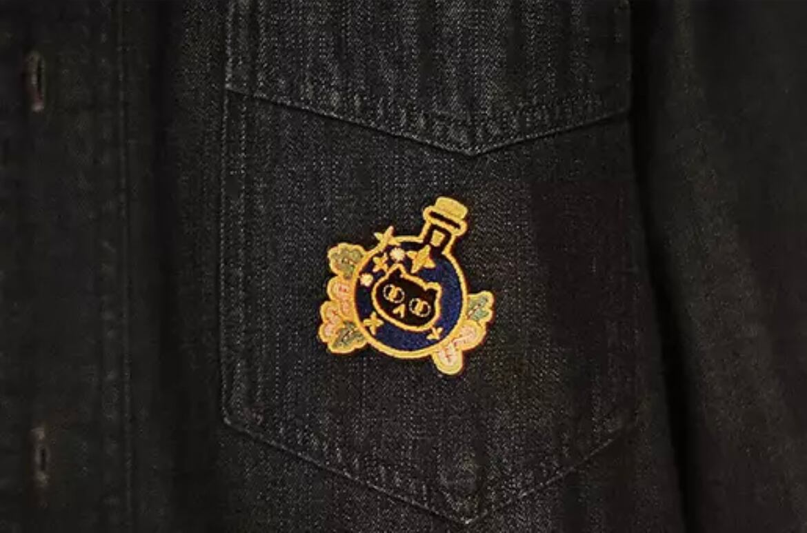 フラスコ猫アップリケ