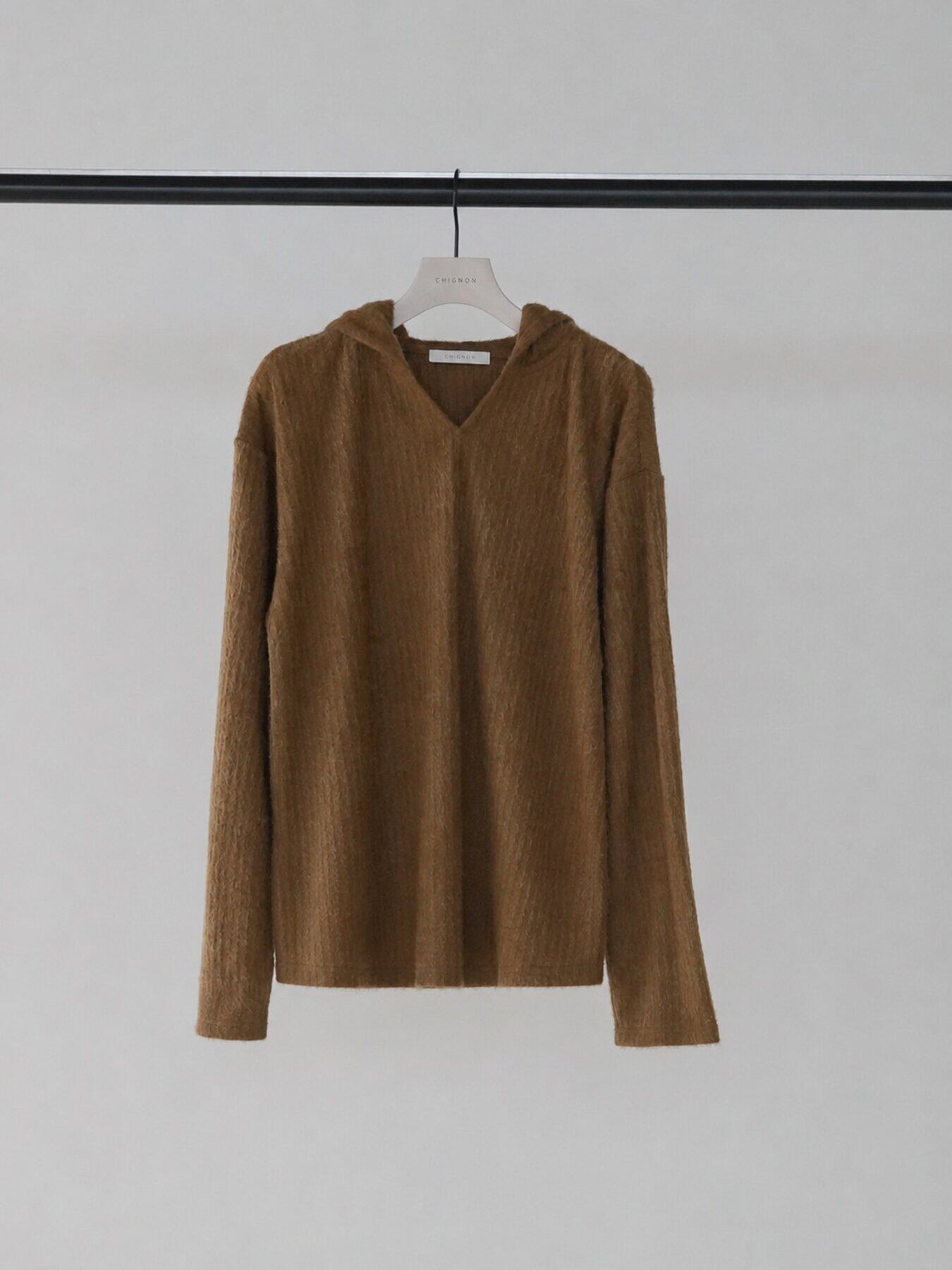 【9/下旬〜10/上旬入荷次第お届けのご予約】CHIGNON/シニヨン シャギーストライプフーディ- 8865-388GL F