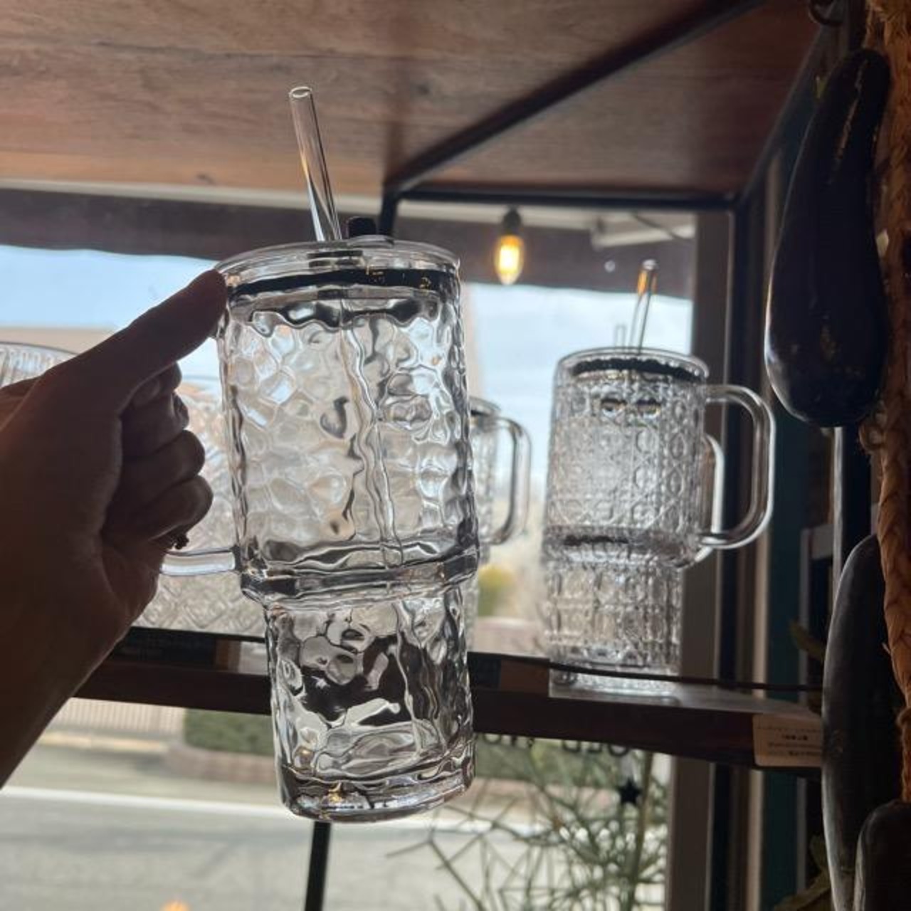 TOPANGA KITCHEN　Glass Tumbler 2Type　ガラスタンブラー　2種　ストロー付き　蓋付き　タンブラー