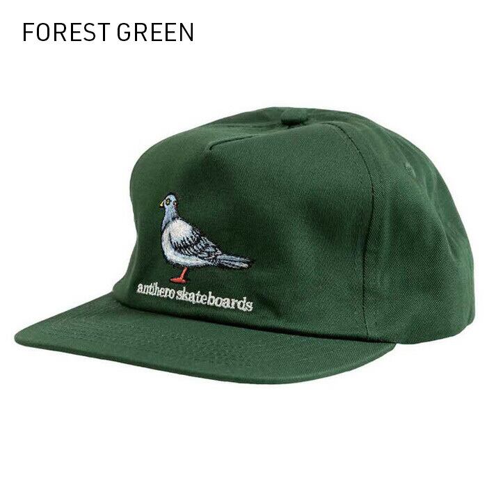 ANTIHERO アンチ ヒーロー キャップ 帽子 スケボー 鳩 LIL PIGEON-Spapback FOREST GREEN BRITISH  KHAKI スナップバック アンタイヒーロー スケートボード