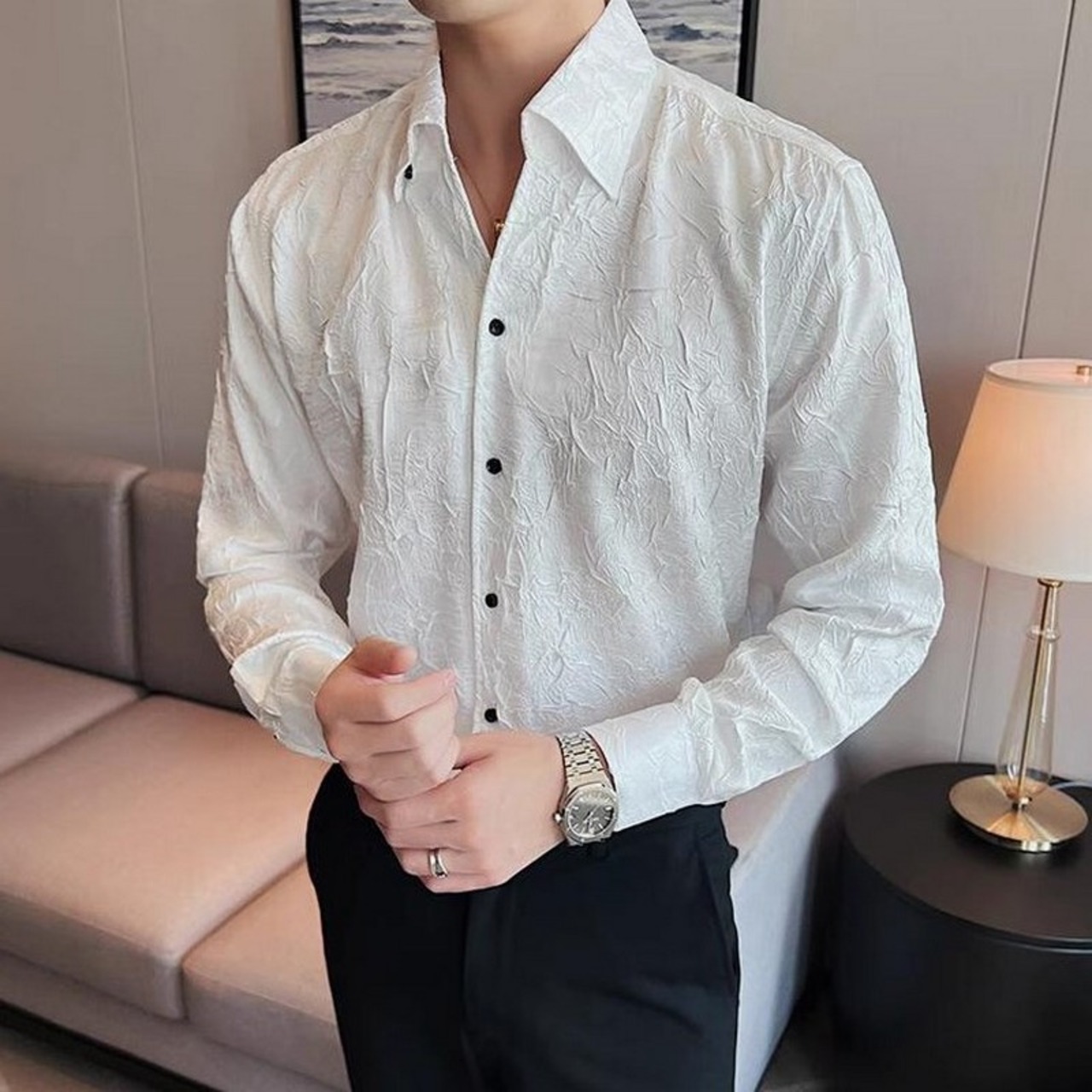 pleated fabric shirt 00152