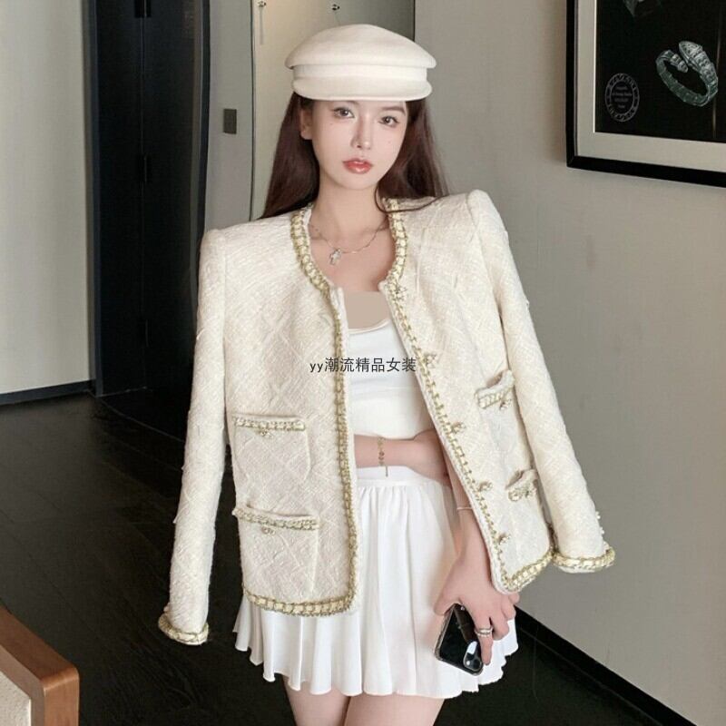 ルーズ長袖スリーブツィードジャケット オータムプリーツスカート ロング 秋物 YY-ファッション79323539632