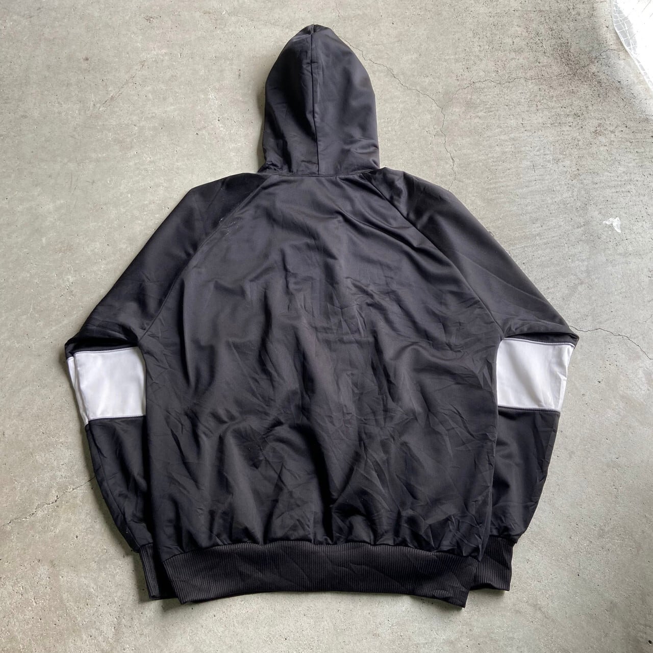 アディダス ジップパーカー トレフォイル フロッキープリント 裏地パイル 緑 L 古着 80s USA製 adidas トレフォイル フロッキー プリント