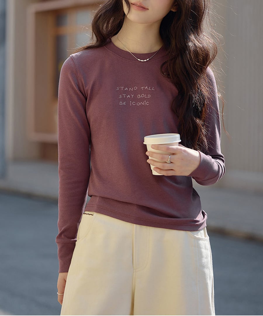 やわらか◆レタープリント長袖Tシャツ【t-10637】