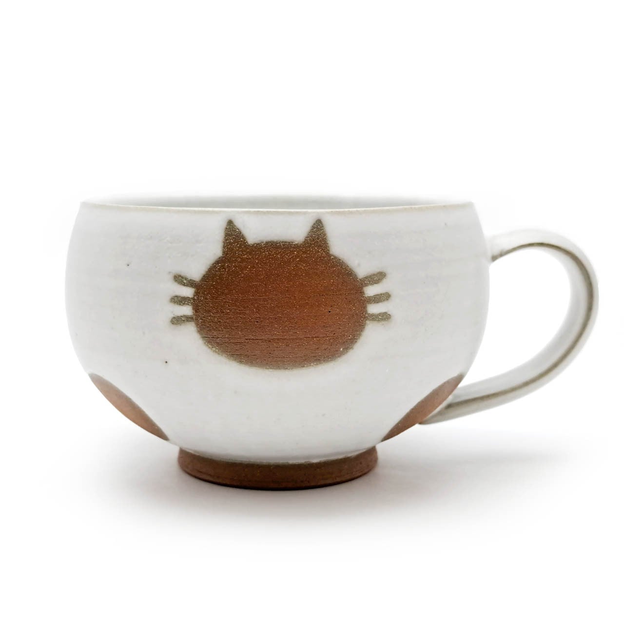こめがま 植田 千巴弥】スープカップ「ねこ水玉」シリーズ（ホワイト