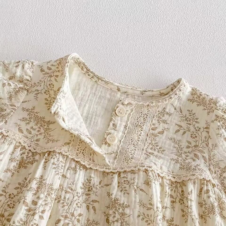 ヘアバンド付きリーフガーゼロンパース