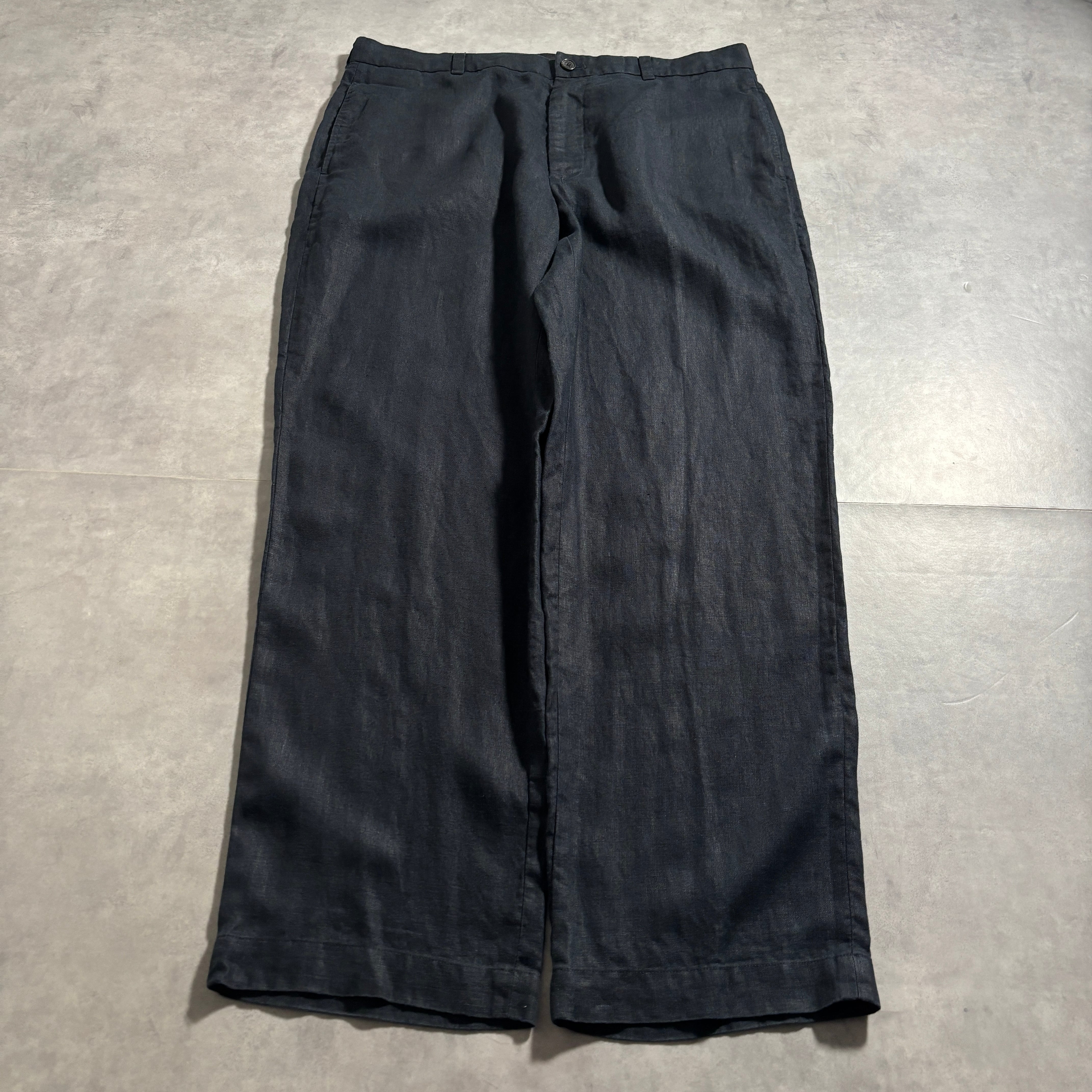 00s Brooks Brothers wide linen slacks black | 1921_clothing_