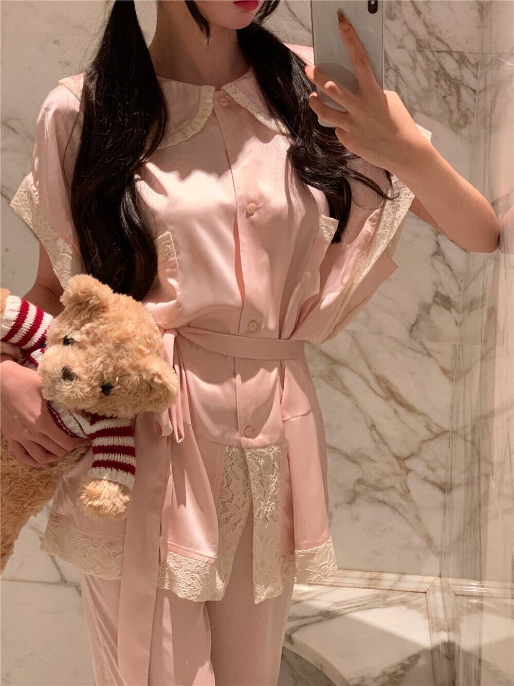 セット レースカラーパンツ ブラックストロベリース39474945280