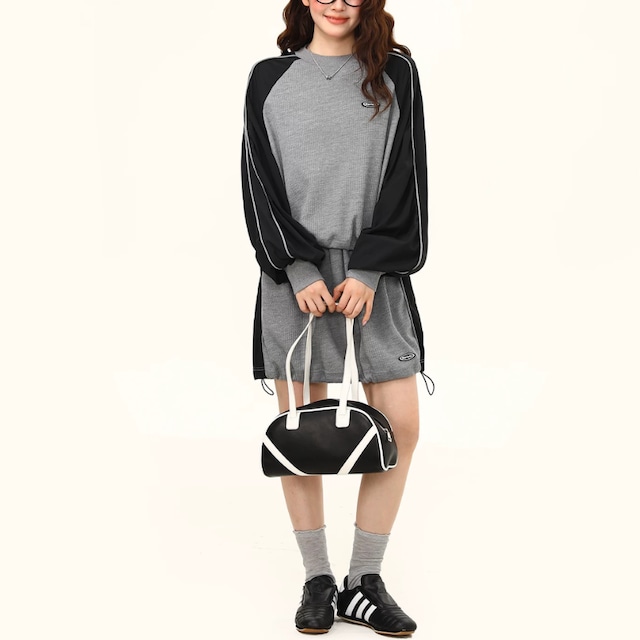 grey × black waffle skirt　グレー×ブラックワッフルスカート　J2138