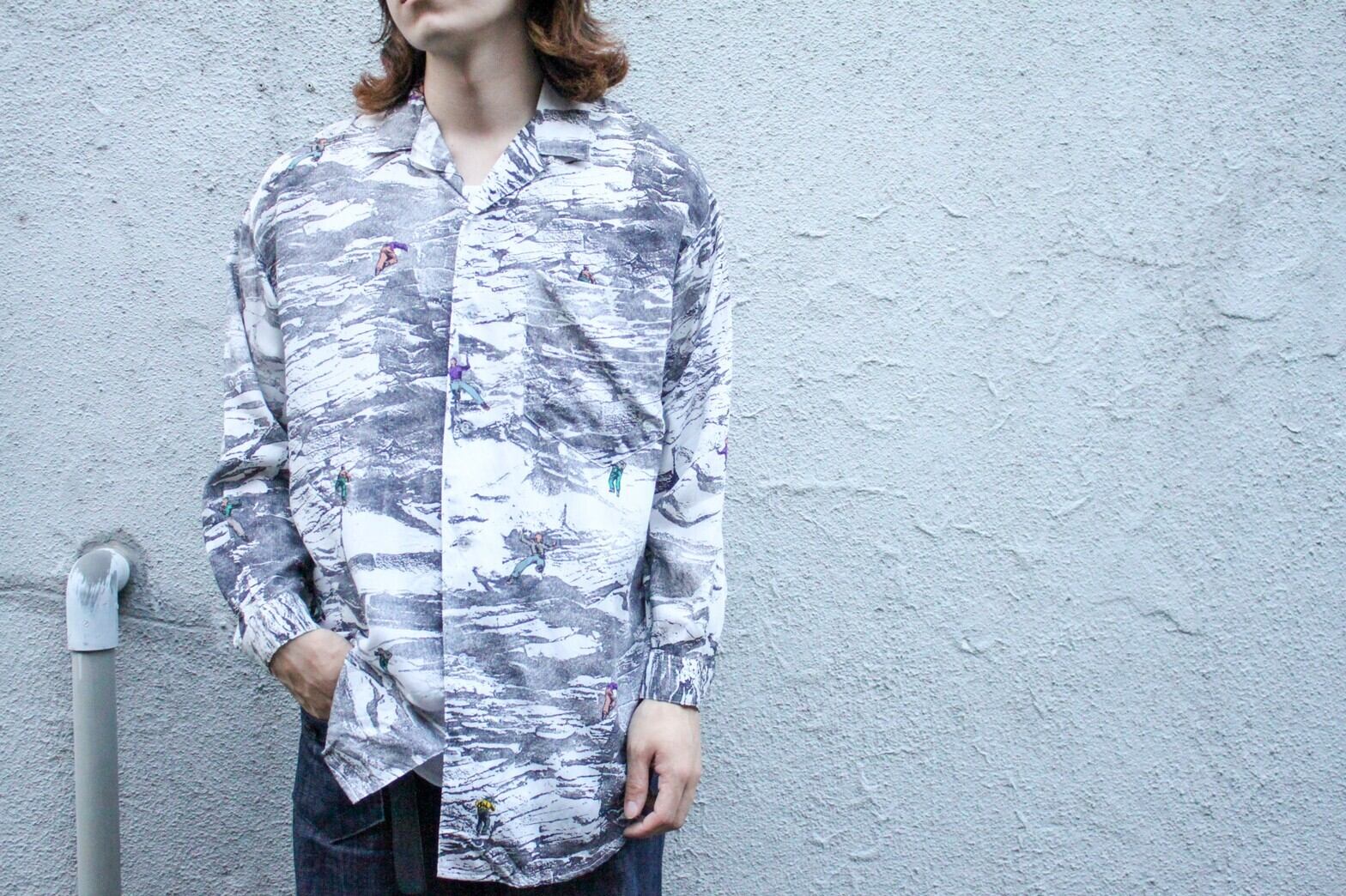 80s~90s sprit sport open collar shirt