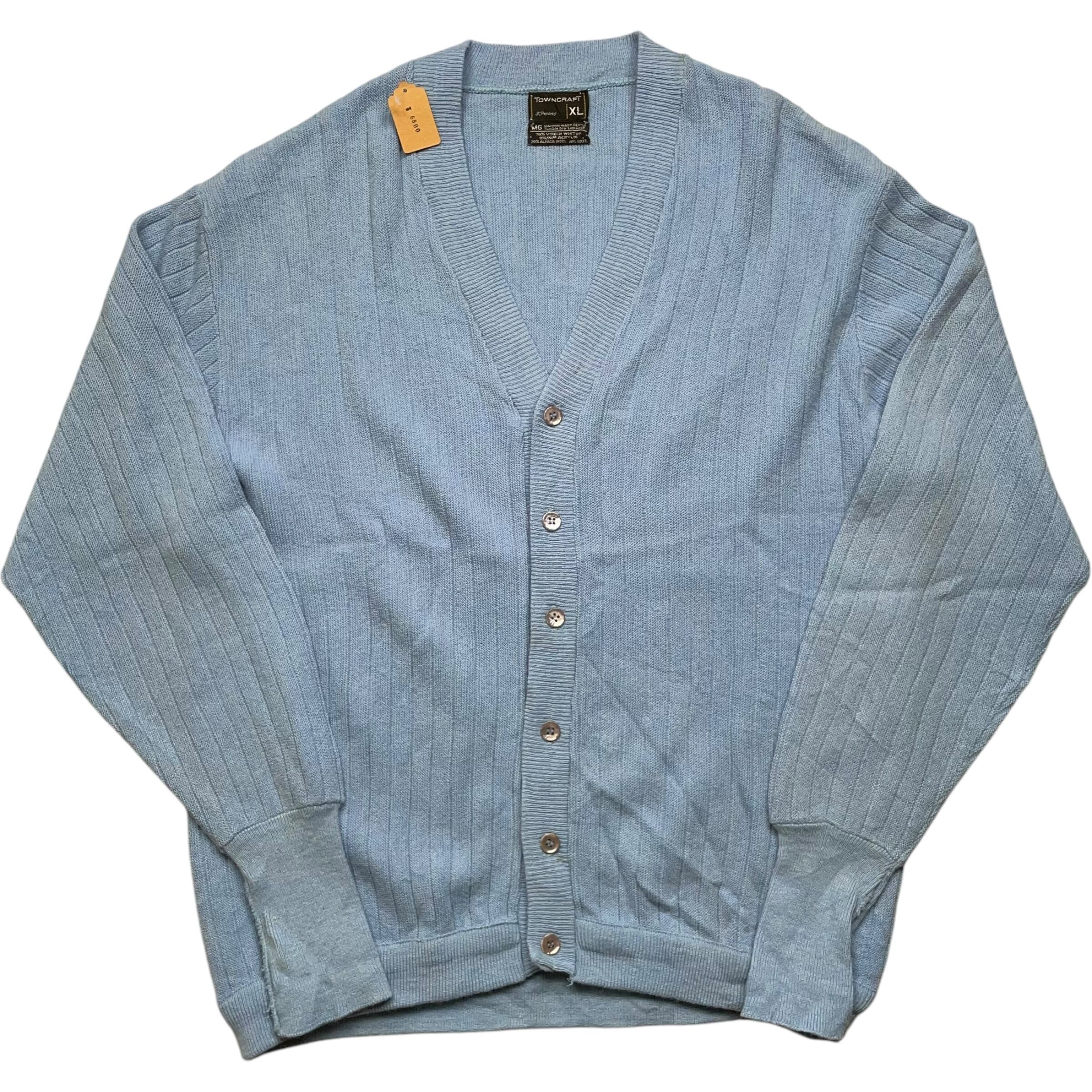 《XL》TOWNCRAFT タウンクラフト カーディガン 無地 ライトブルー no.6384