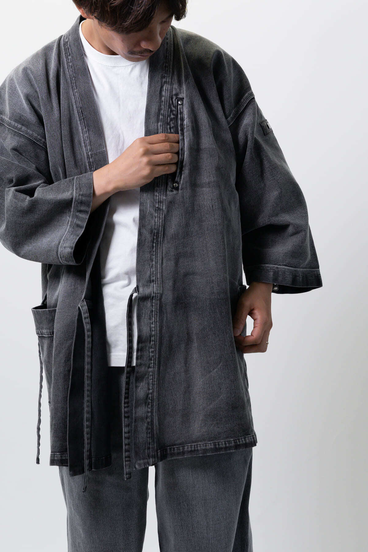 20着限定｜特別復刻】クロコダイル×デニム作務衣-深灰-【クロコダイル