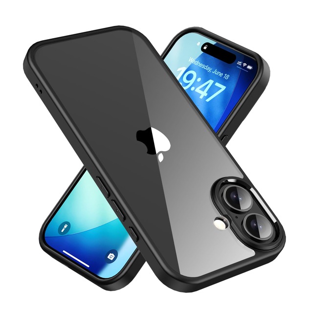 Eazaki iPhone 17 用 ケース 透明 米軍MIL規格保護 黄変防止 TPU+PC 6.3インチ 軽量ケース クリア·ブラック