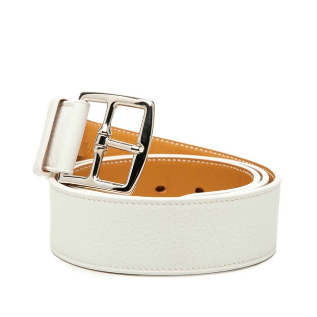 エルメス エトリヴィエール ベルト ホワイト ブラウン レザー メンズ HERMES 【中古】