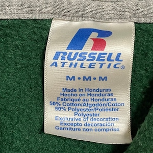 【Russell】グレイソン高校 フットボール アメフト部GRAYSON FOOTBALL ロゴ バックプリント ナンバリング パーカー スウェット フーディー hoodie M ディープグリーン  us古着