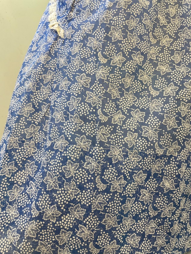 40's vintage grape print blue cotton organdy apron